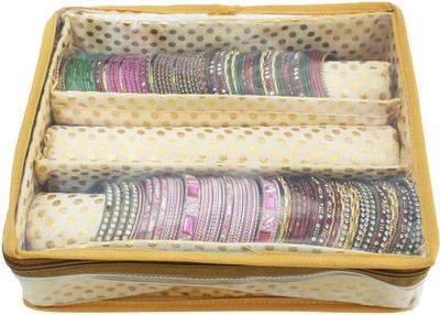 

Bagaholics 3 Rods Bangle Organizer Box Jewelry Storage Case Makeup and Jewellery Vanity Box(Gold)