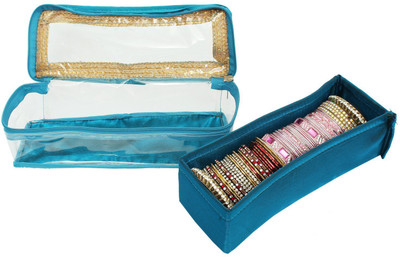 Bagaholics Single Roll Bangle Organizer Box Jewelry Storage Case Makeup and Jewellery Vanity Box(Blue)