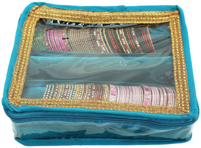 

Bagaholics 3 Rods Bangle Organizer Box Jewelry Storage Case Makeup and Jewellery Vanity Box(Blue)