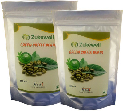 

Zukewell Green Coffee Beans Unroasted - 200gm for Weight Loss Management Pack of 2(200 g)