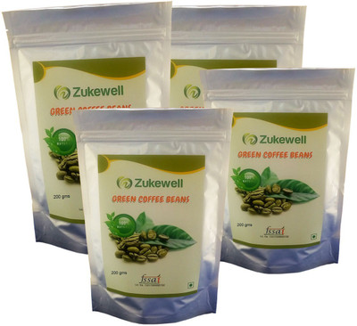 

Zukewell Green Coffee Beans Unroasted - 200gm for Weight Loss Management Pack of 4(200 g)