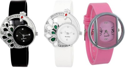 Varni Fashion Black White Pink Color Watch  - For Women   Watches  (Varni Fashion)