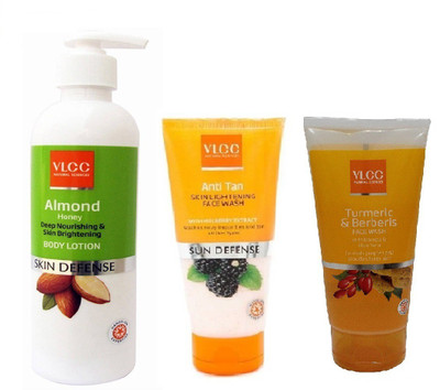 

VLCC COMBO KIT OF ANTI-TAN FACE WASH (150ML), TURMERIC_BERBERIS FACE WASH (150ML) & ALMOND BODY LOTION (350ML)(Set of 1)
