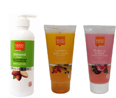 

VLCC COMBO KIT OF MULBERRY_ROSE FACE WASH (150ML), TURMERIC_BERBERIS FACE WASH (150ML) & ALMOND BODY LOTION (350ML)(Set of 1)