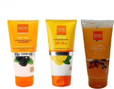 

VLCC COMBO KIT OF ANTI-TAN FACE-WASH (150ML), TURMERIC & BERBERIS FACE-WASH (150ML) & ANTI-TAN SUNSCREEN LOTION SPF +25 WITH LEMON (150ML)(Set of 1)