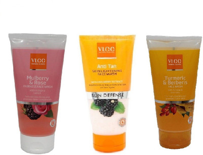 

VLCC COMBO PACK OF ANTI-TAN (, MULBERRY_ROSE , TURMERIC_BERBERIS Face Wash(150 ml)