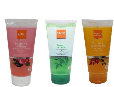 

VLCC COMBO PACK OF NEEM , MULBERRY_ROSE, TURMERIC_BERBERIS Face Wash(150 ml)