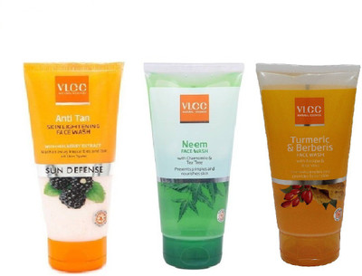 

VLCC COMBO PACK OF NEEM, ANTI-TAN, TURMERIC_BERBERIS Face Wash(150 ml)