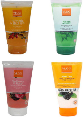 

VLCC COMBO PACK OF NEEM , ANTI-TAN, MULBERRY_ROSE , TURMERIC_BERBERIS Face Wash(150 ml)