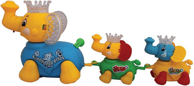 

Toyshine Musical and dancing cute elephant clever flashing toy with family(Multicolor)