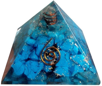 

Excel Orgonite Pyramid Natural Chips (6 cm x 6 cm x 5.5 cm,Turquoise) Decorative Showpiece - 5.5 cm(Stoneware, Multicolor)
