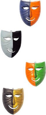 

Rasoh village hand artz moon masks combo Decorative Showpiece - 15 cm(Terracotta, Multicolor)