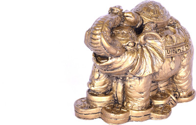 

Vyne Vastu Feng Shui turtle On Elephant Decorative Showpiece - 10 cm(Polyresin, Gold)