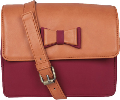 

Pretty Things Women Casual Pink, Orange PU Sling Bag, Orange;pink