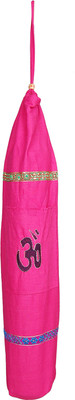 

Yokoso International Rajasthani handicraft Yoga Mat Cover om printed red Yoga mat cover/bag(Red, Drawstring Bag), Pink