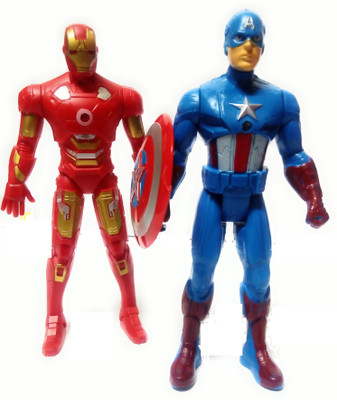 

DINAARKAN COMBO OF 2 AVENGERS ACTION FIGURE OF CAPTAIN AMERICA AND IRON MAN WITH LED LIGHTS(Blue, Red)