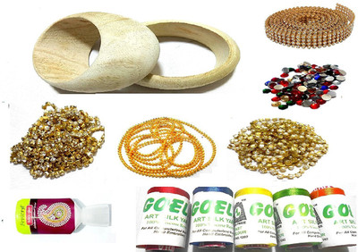 

GOELX Bangle Making Thick Kada Combination with Silk Thread, Stones, Lace & Chains for elegant bangle designing !!