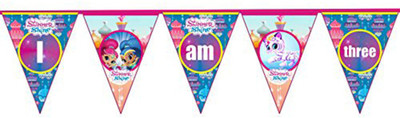

PARTY PROPZ SHIMMER AND SHINE BIRTHDAY DECORATION/ AGE BUNTING THREE SET OF 1/ SUPPLIES Banner(2 ft, Pack of 1)