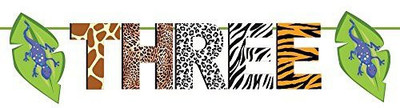 PARTY PROPZ JUNGLE BIRTHDAY DECORATION/ AGE BUNTING THREE SET OF 1 / JUNGLE PARTY SUPPLIES Banner(5 ft, Pack of 1)