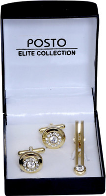 POSTO Alloy Cufflink & Tie Pin Set(Gold)