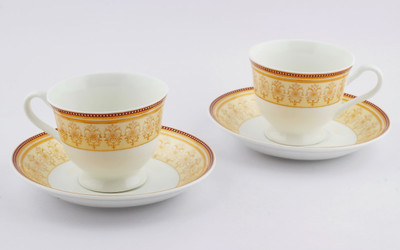 

Swagger Elegant Royal cup and saucer tea set Bone China(Gold, White, Pack of 12)