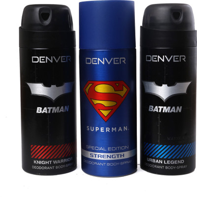 

Denver KNIGHT WORRIOR,STRENTH,URBAN LEGENT Deodorant Spray - For Men(450 ml, Pack of 3)