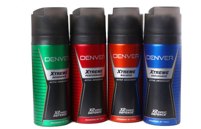 

Denver REVERENCE,PERFORMANCE,BALANCE Deodorant Spray - For Men(600 ml, Pack of 4)