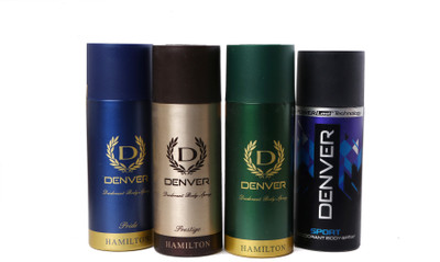 

Denver HAMILTON,PRIDE,PRESTIGE,SPORT Deodorant Spray - For Men(600 ml, Pack of 4)