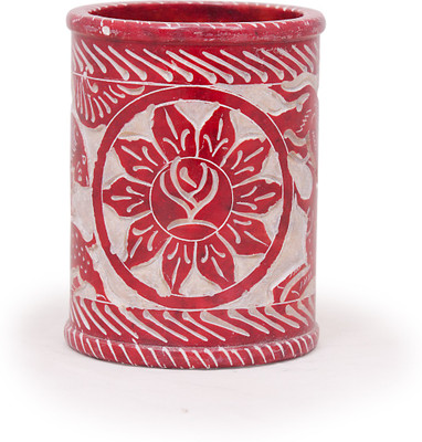 

Cratly 0 Compartments Stone Round Stone Pen Holder(Red)