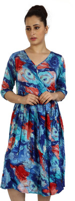 Aatmik Women Wrap Blue Dress
