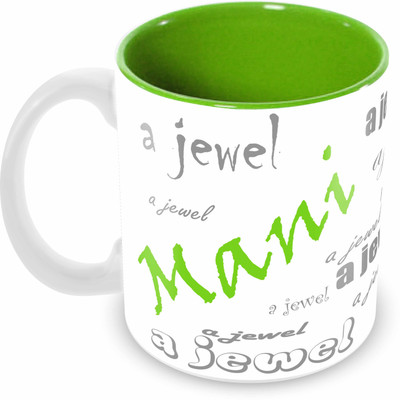 

Tuelip stylish customize name "MANI" with meaningful Printed Tea & Coffee 350 ML Ceramic Mug(350 ml), Green