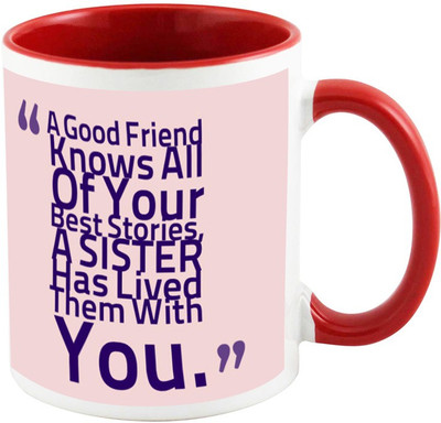 

AllUPrints Gift For Rakhi - Sister Lived Your Stories Red Ceramic Mug(325 ml)