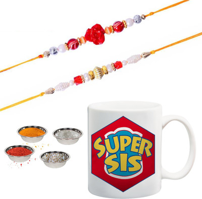 

ME&YOU Raksha Bandhan Gift For Sister/ Behan; super sis printed Ceramic Mug(325 ml, Pack of 2), Multicolor