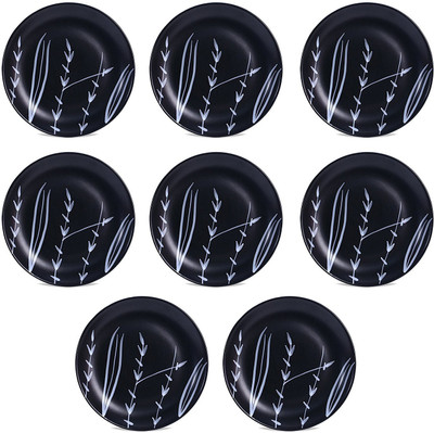 

caffeine Dinner Plate 10IN Ceramic/Stoneware in Black Leaf (Set of 8) Handmade Dinner Plates(Pack of 8)