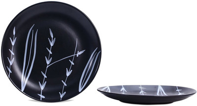 Caffeine 7in Ceramic/stoneware In Black Leaf (Set Of 2) Dinner Plates(Pack of 2)