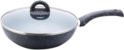 

Wonderchef Granite Wok with Lid Kadhai 24 cm with Lid(Aluminium, Non-stick, Induction Bottom), Grey