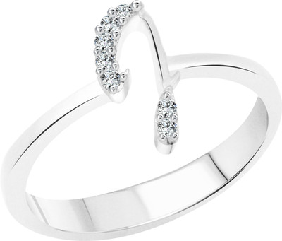VIGHNAHARTA initial ''J'' Alphabet Alloy Cubic Zirconia Gold Plated Ring