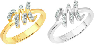 

Vighnaharta Marvelous ''M'' Letter Selfie Alloy Cubic Zirconia Gold-plated Plated Ring Set, Multicolor
