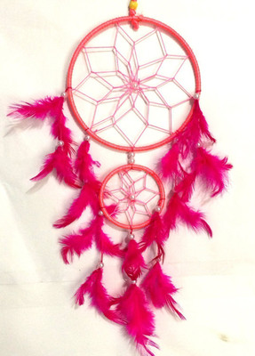 

Ripe India Dream Catcher Wall Hanging Pink Color 16- inch Decorative Showpiece - 40 cm(Wool, Pink)