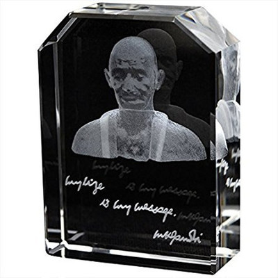 

Eternal Gandhi GANDHI BLOCK W SIDE CUT Decorative Showpiece - 6 cm(Crystal, Clear)