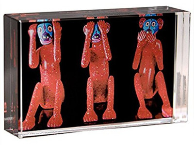 

Eternal Gandhi CRYSTAL BLOCK 3 MONKEY Decorative Showpiece - 10 cm(Crystal, Clear, White)