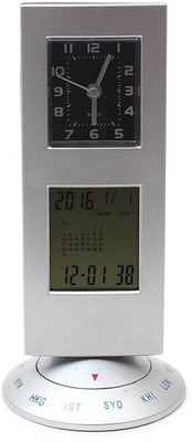 

Bazaar Pirates Analog-Digital Silver Metallic Clock