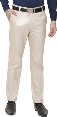 AD & AV Regular Fit Men Cream Trousers