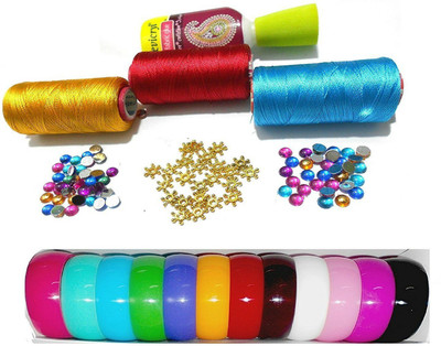 

GOELX Silk thread Bangle-making kit with decoration materials with full bangle box. size medium