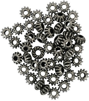 

GOELX AM Acrylic German Silver flower Beads for jewellery making/ crafts, pack of 50