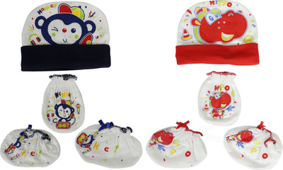 Aarushi Baby Mittens Booties Cap Combo Set(Multicolor)