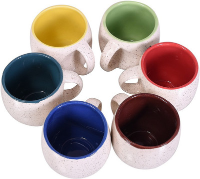 

TRUENOW VENTURES Pvt. Ltd marble Finish Ceramic White & Multicolor Inside Tea Cups Ceramic(Multicolor, Pack of 6)