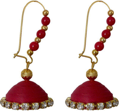 TiaCrafts Handmade Red Quilling Paper Hoop Earring