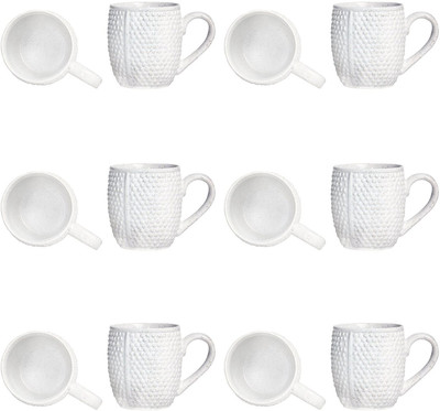 

caffeine Coffee Ceramic/Stoneware in White Bubble (Set of 12) Handmade Ceramic Mug(30 ml, Pack of 12)