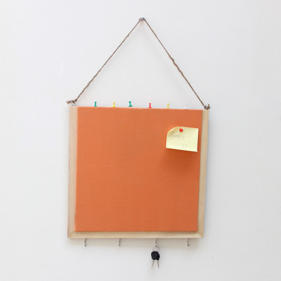

ivei Wooden Pinboard with keyhooks - Orange Pinboards Bulletin Board(Orange)